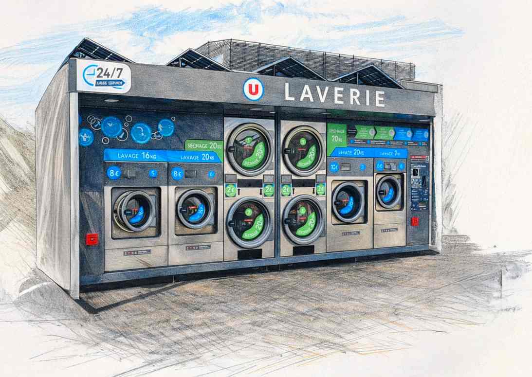 Croquis technique kiosque laverie