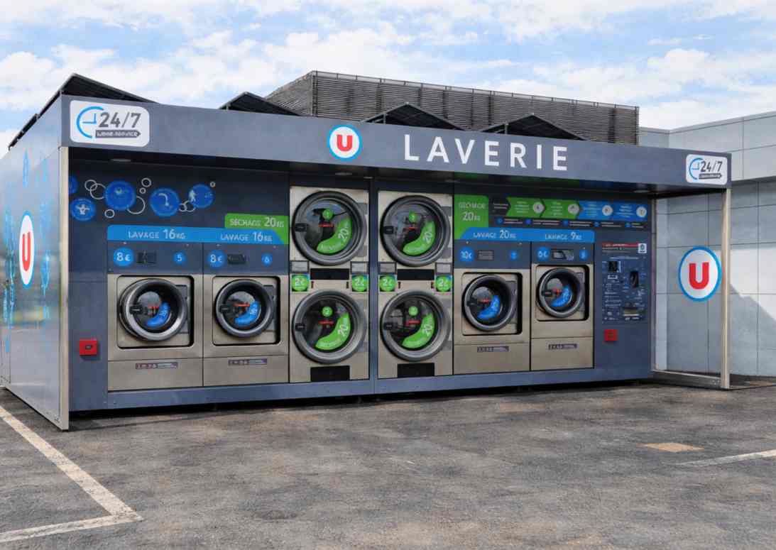 Kiosque laverie supermarché Super U